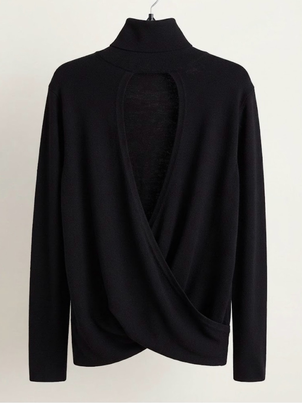 Classic Black Turtleneck Sweater - Women opening in the back